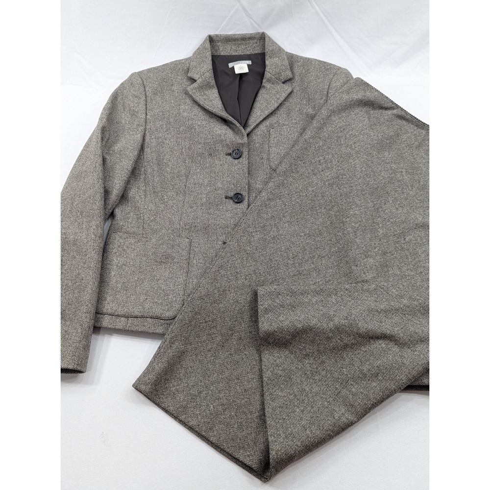 J. Crew 2PC Skirt Suit Women's 6 Gray Blazer Buttons‎  Wool Blend EUC